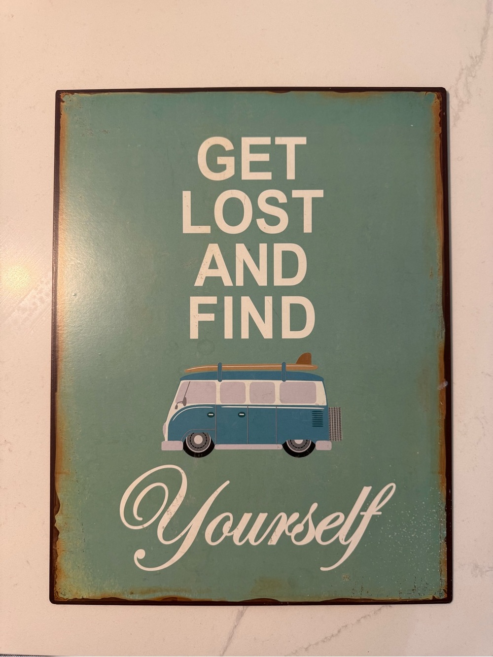 World Market Get Lost Find Yourself Metal Camper Van Wall Sign 12x15.5